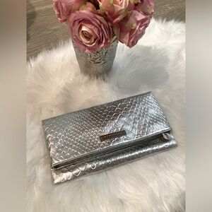 BCBG Silver Fold over Clutch